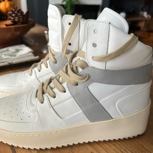 Fear of God White and Cream Hightop Sneakers